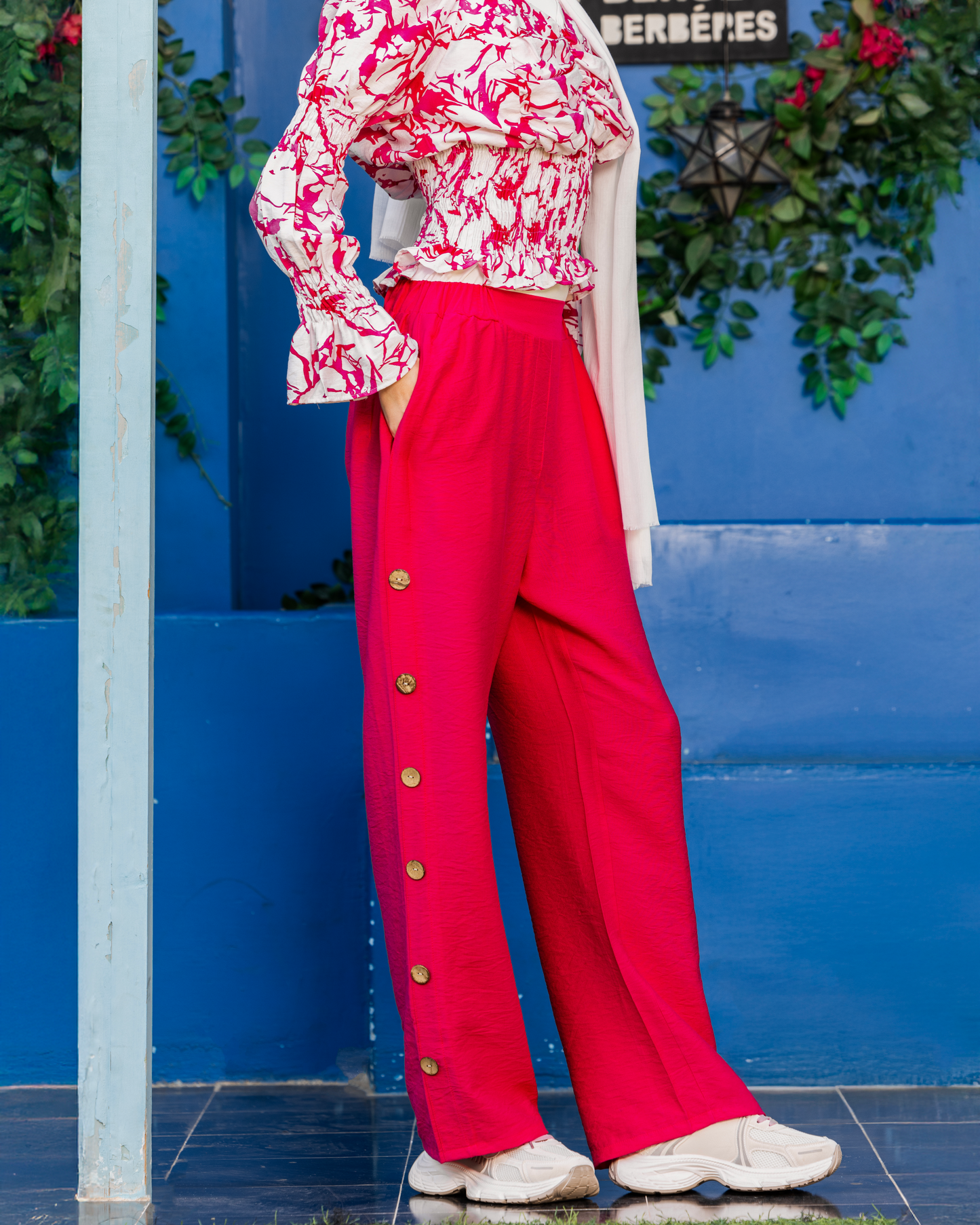 Linen Pant 24306 with Side Buttons