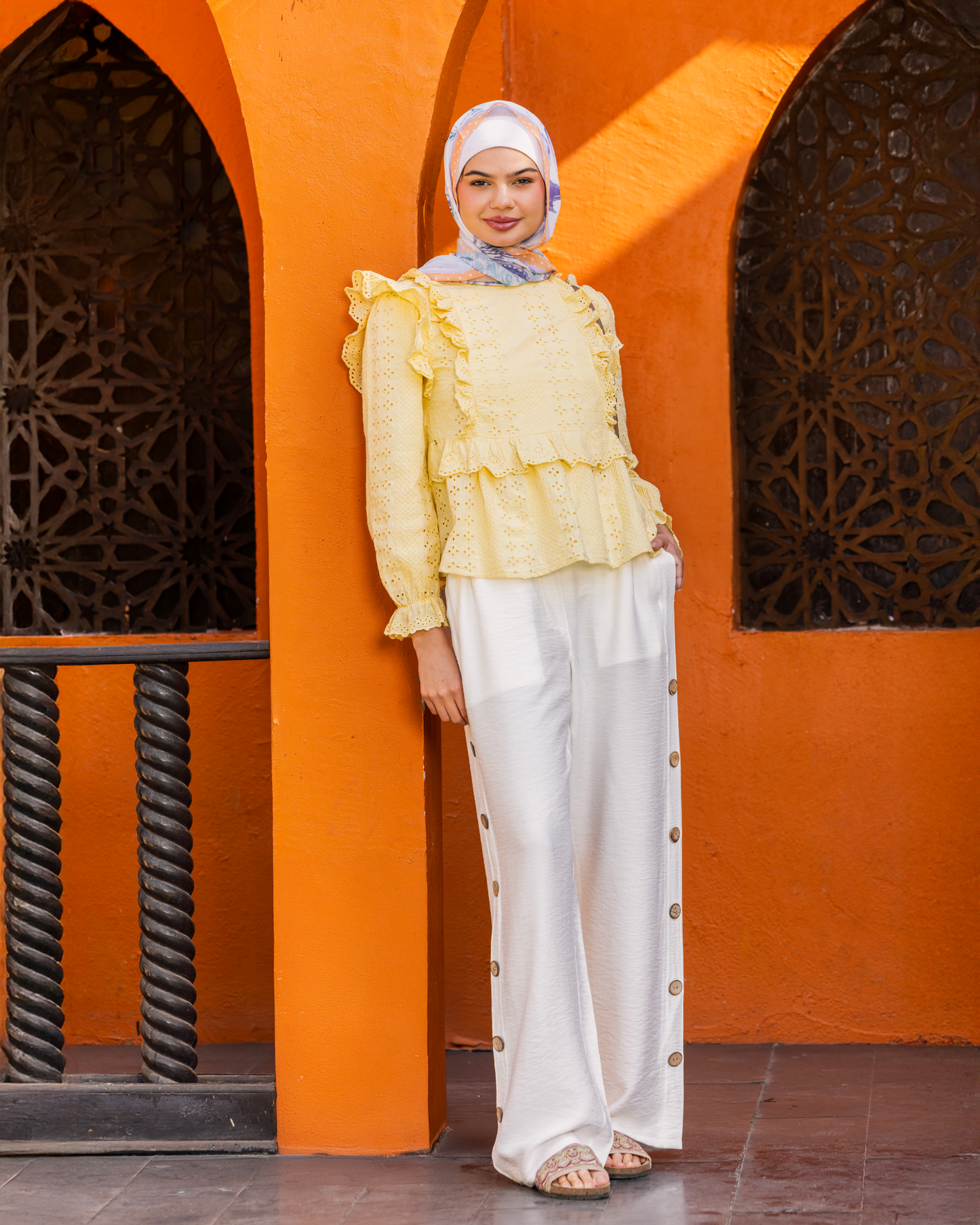 Linen Pant 24306 with Side Buttons