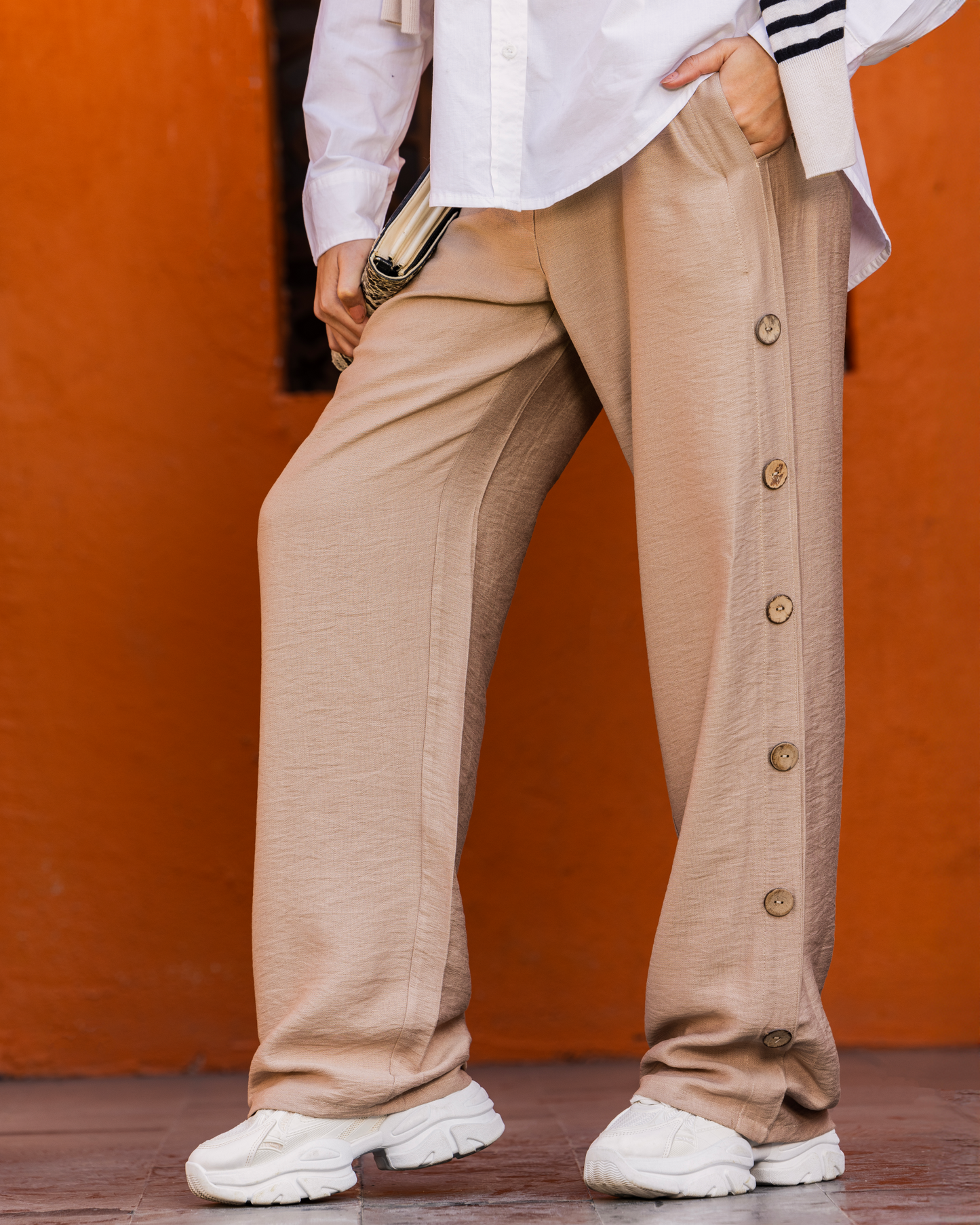 Linen Pant 24306 with Side Buttons