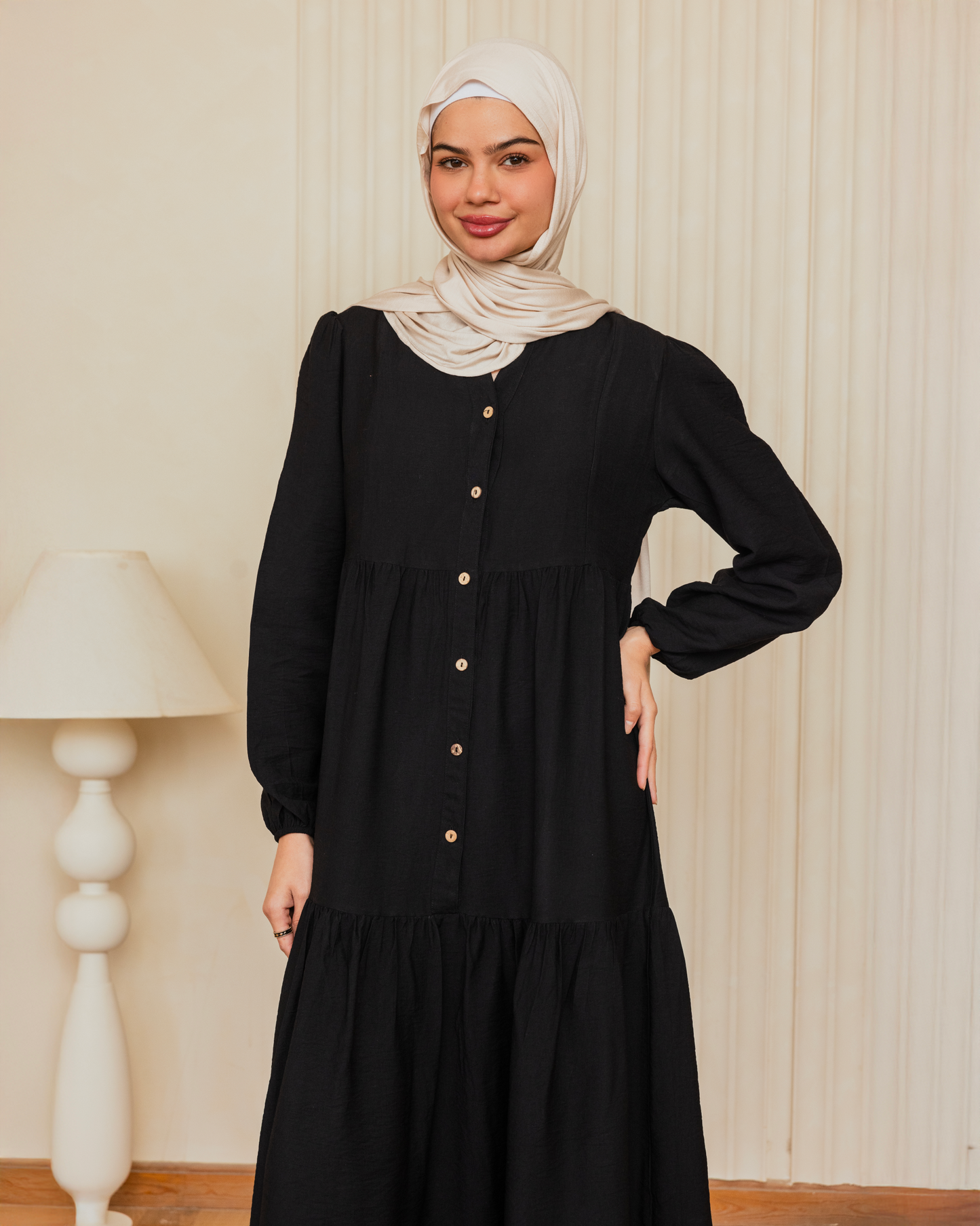 Linen Dress 117 Half Buttons