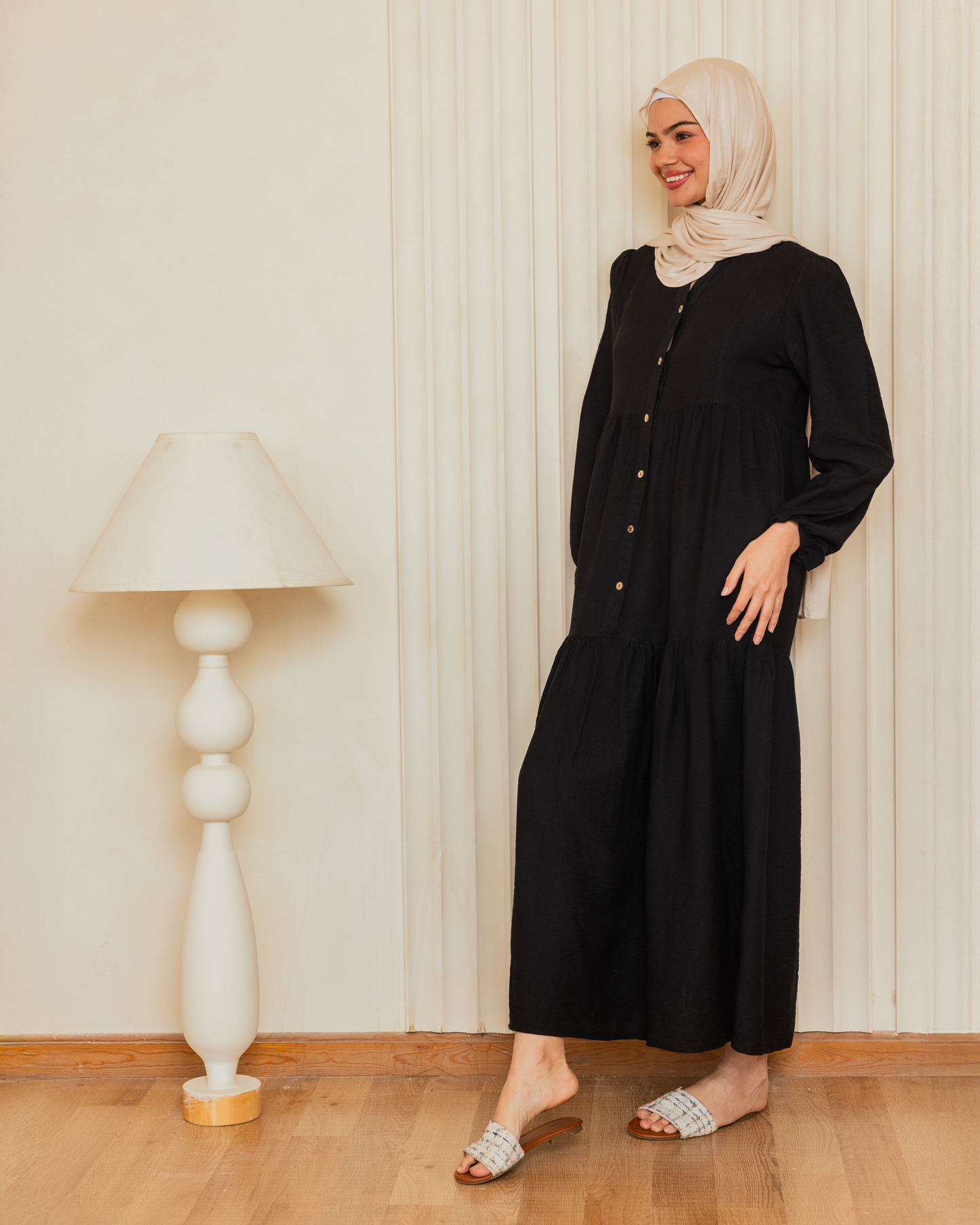 Linen Dress 117 Half Buttons