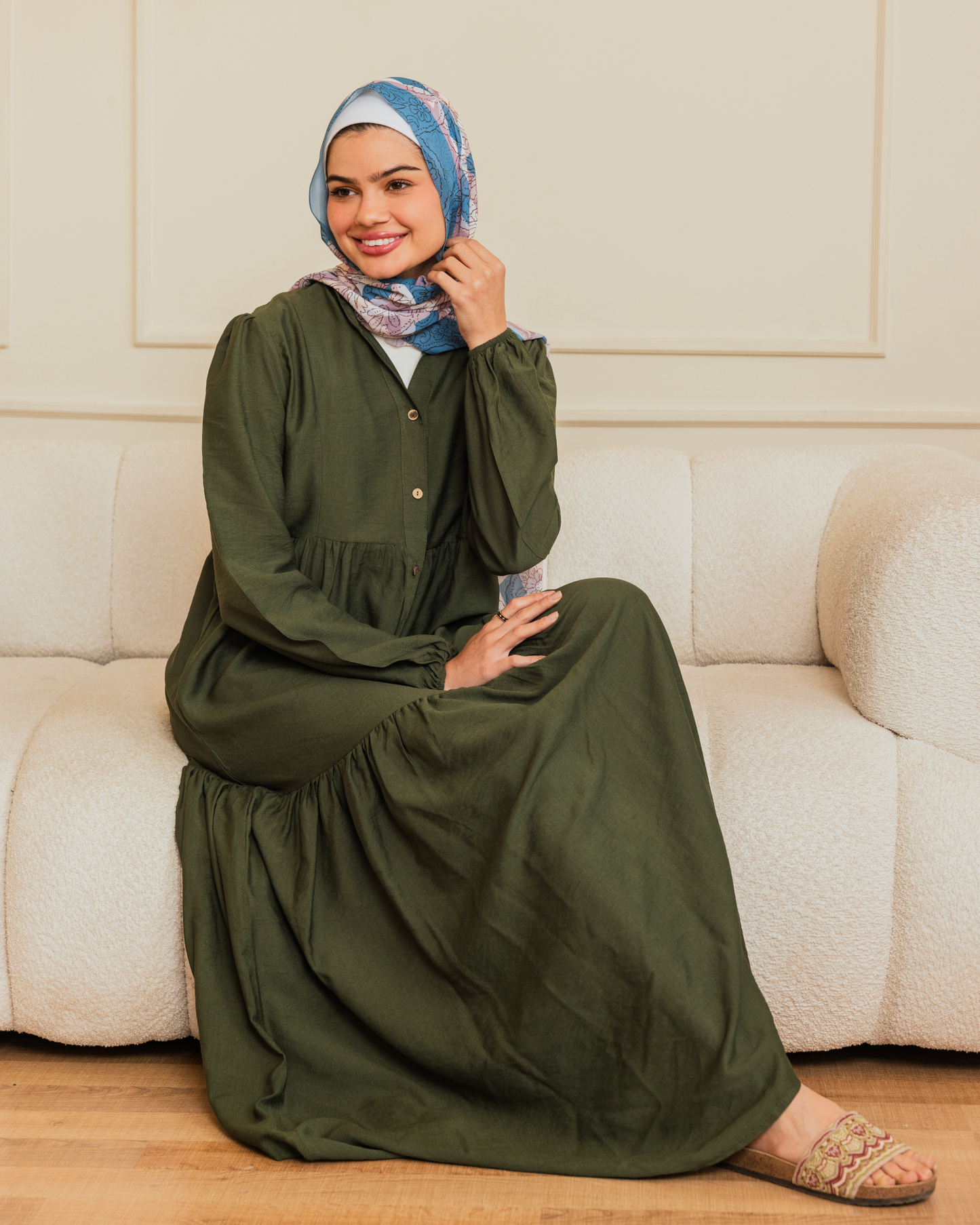 Linen Dress 117 Half Buttons