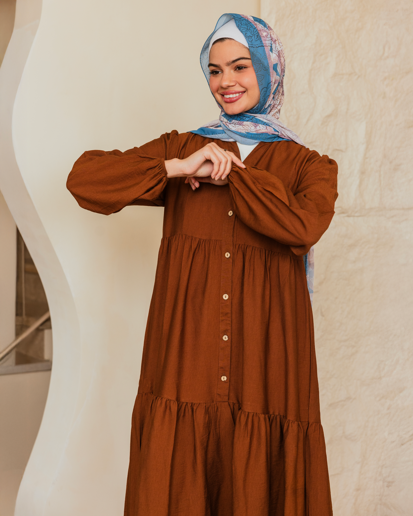 Linen Dress 117 Half Buttons