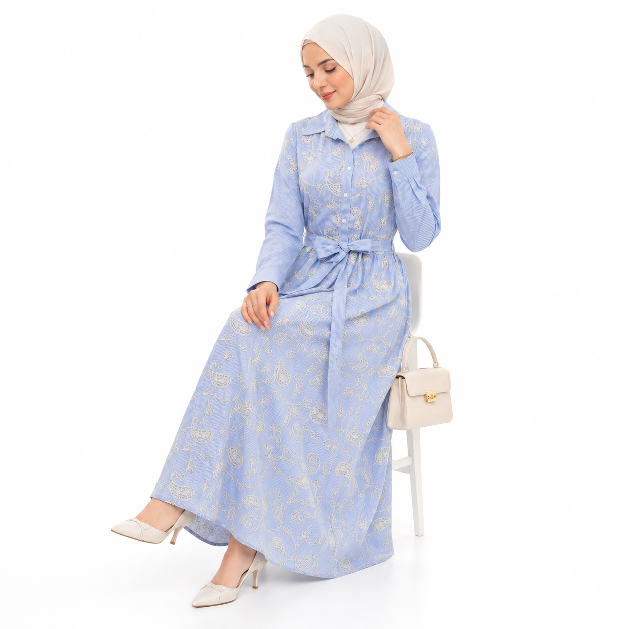 Sky Bloom Embroidered Maxi Dress