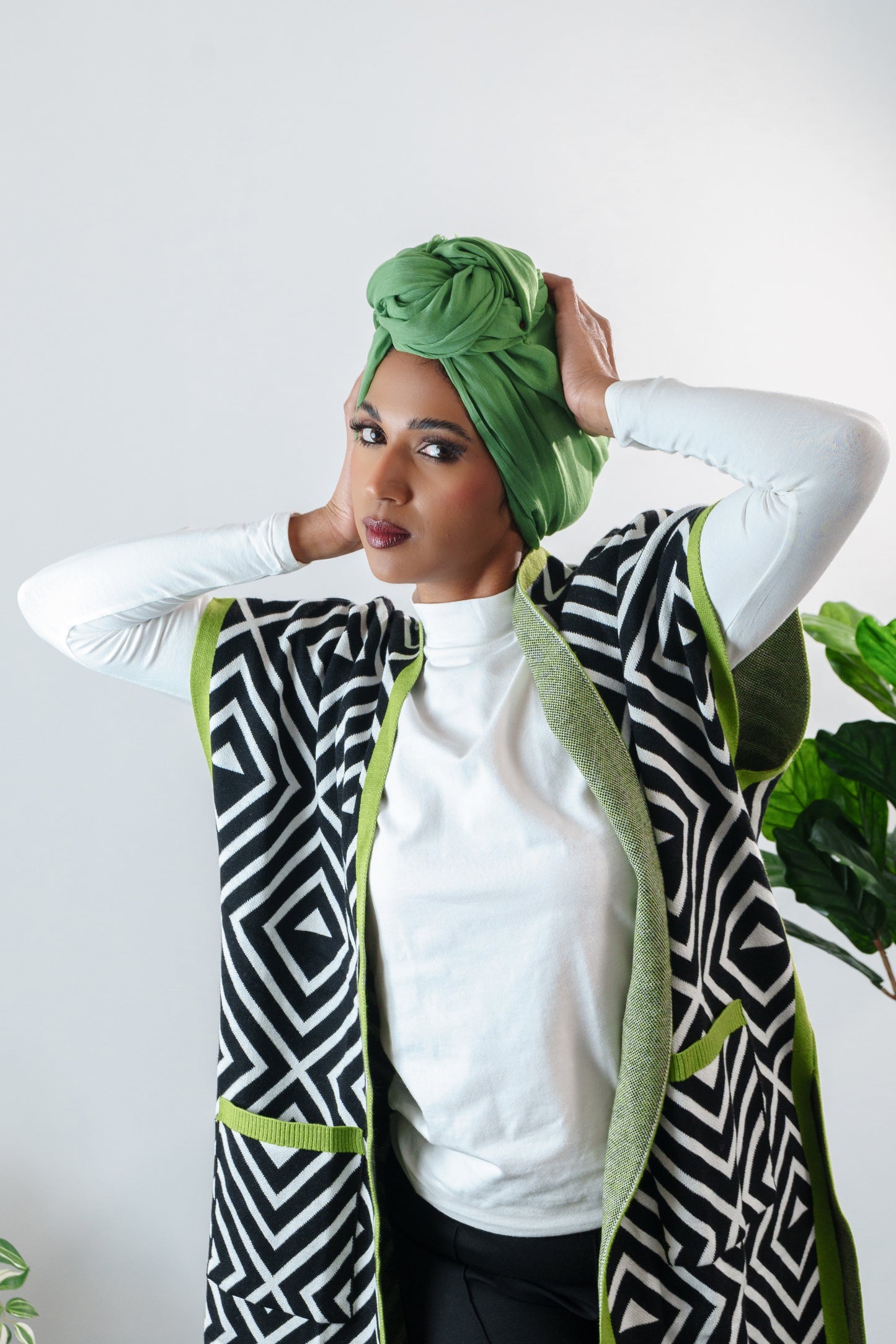 Printed long cardigan