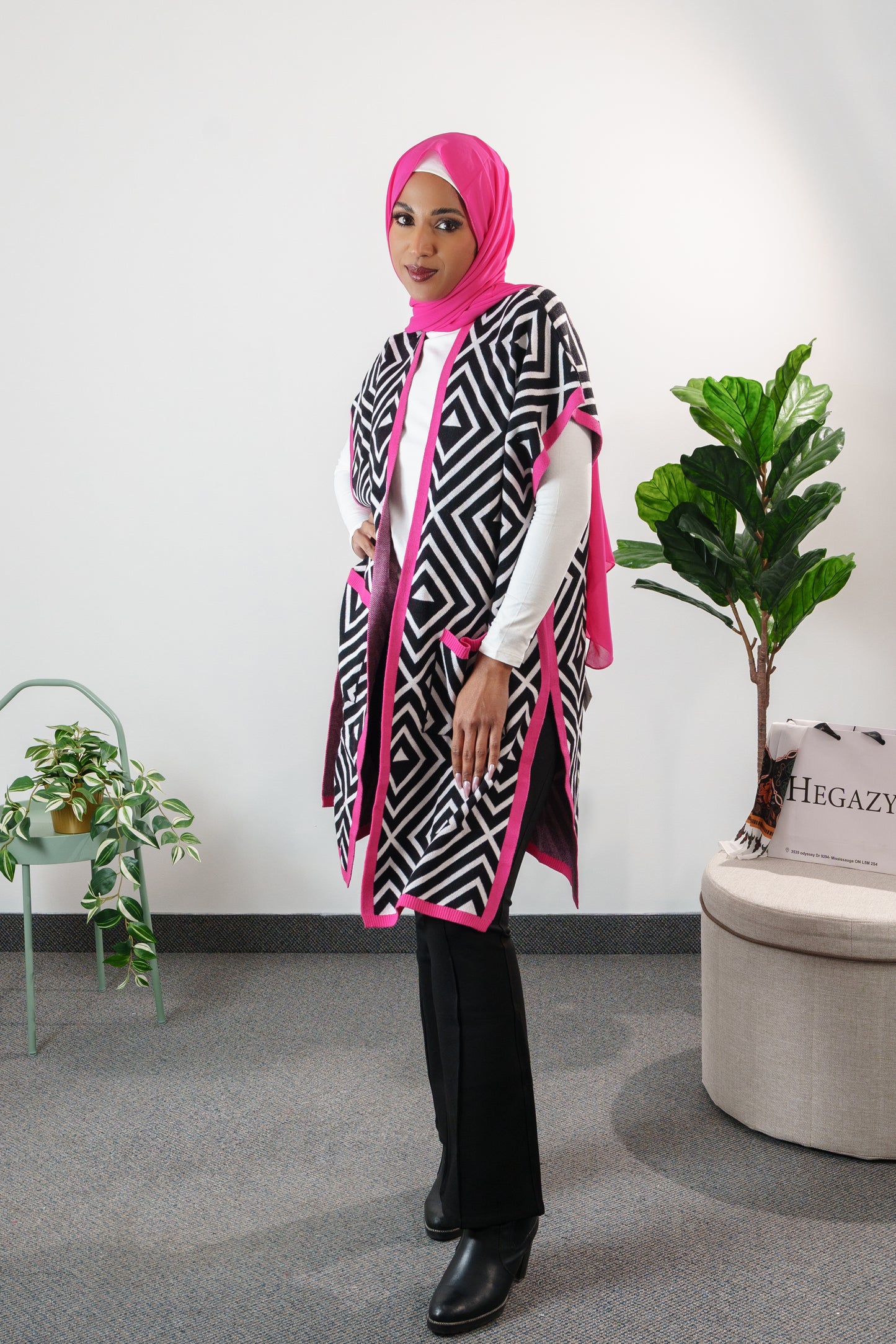 Printed long cardigan