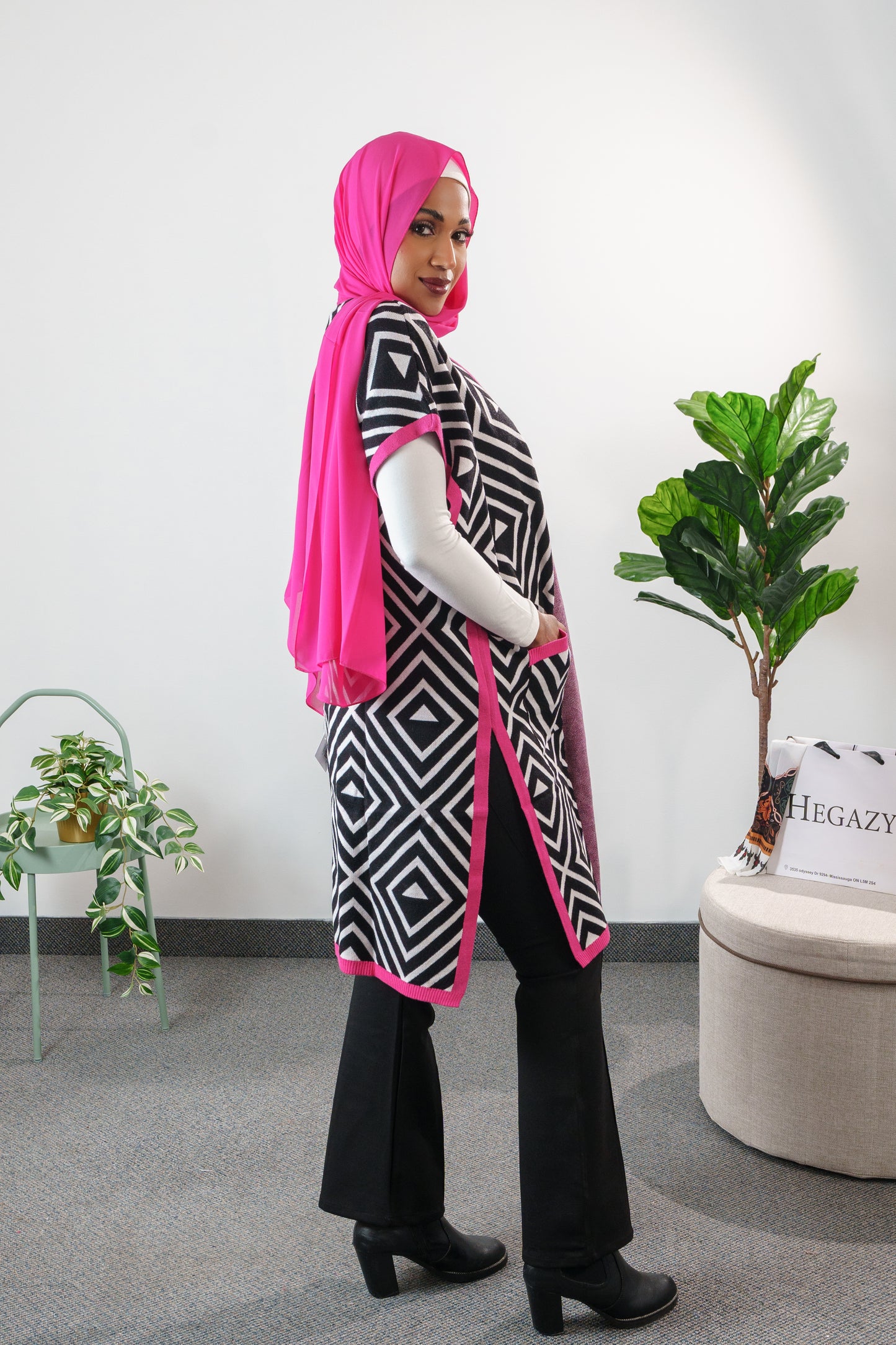 Printed long cardigan