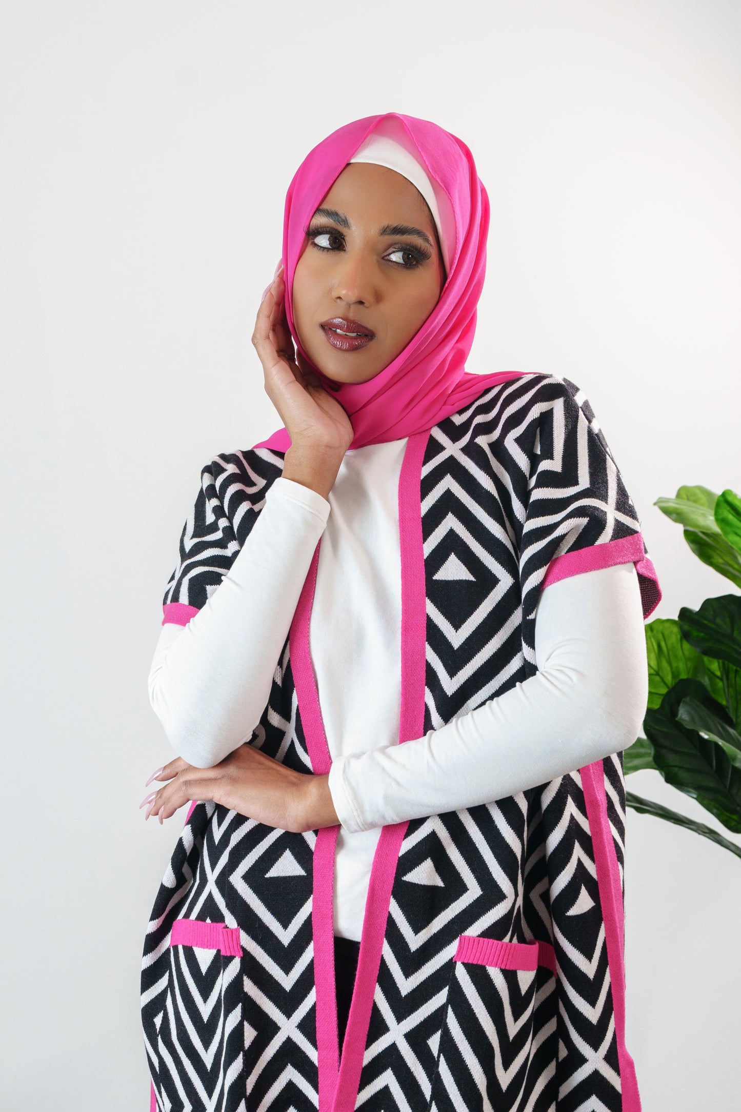 Printed long cardigan