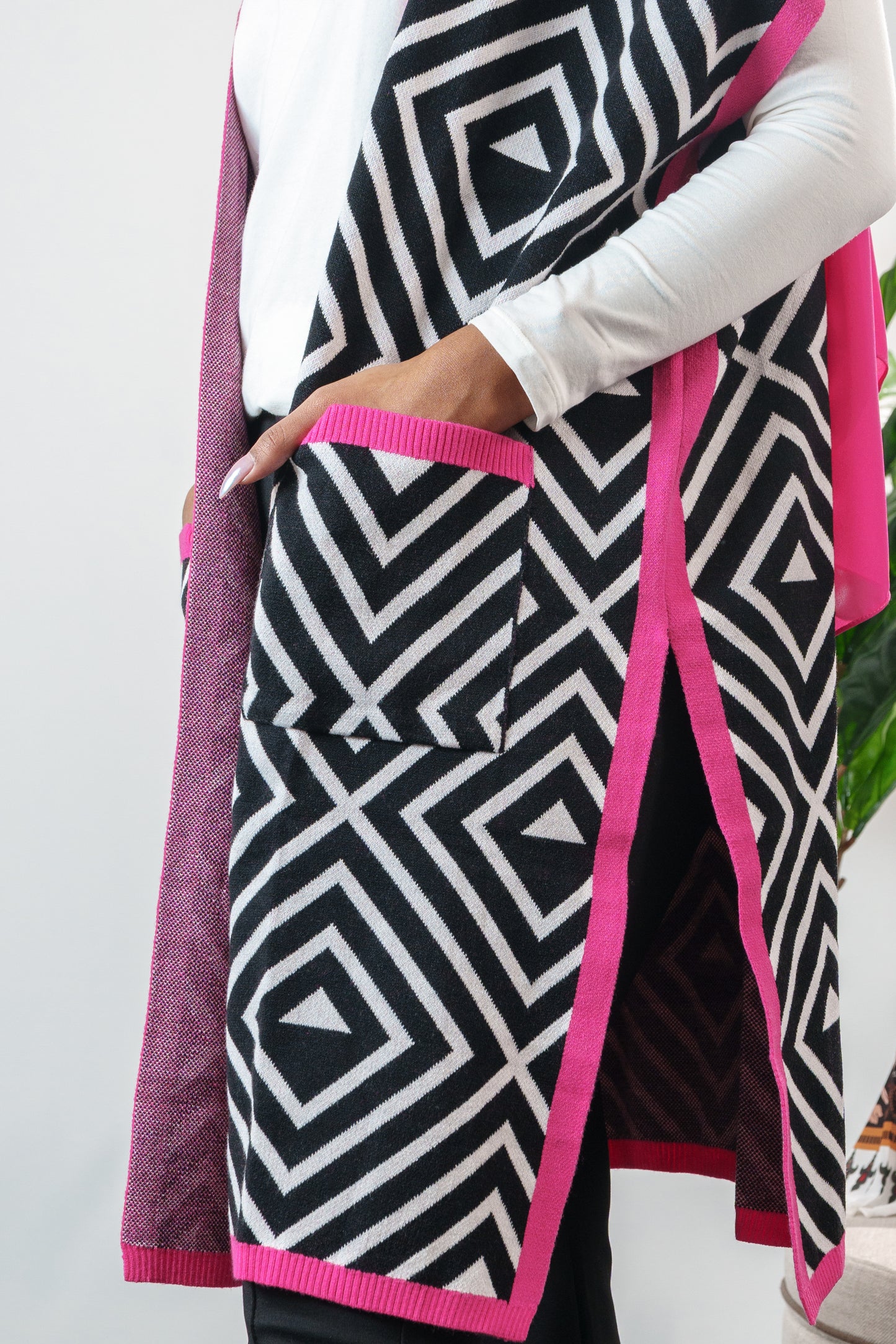 Printed long cardigan