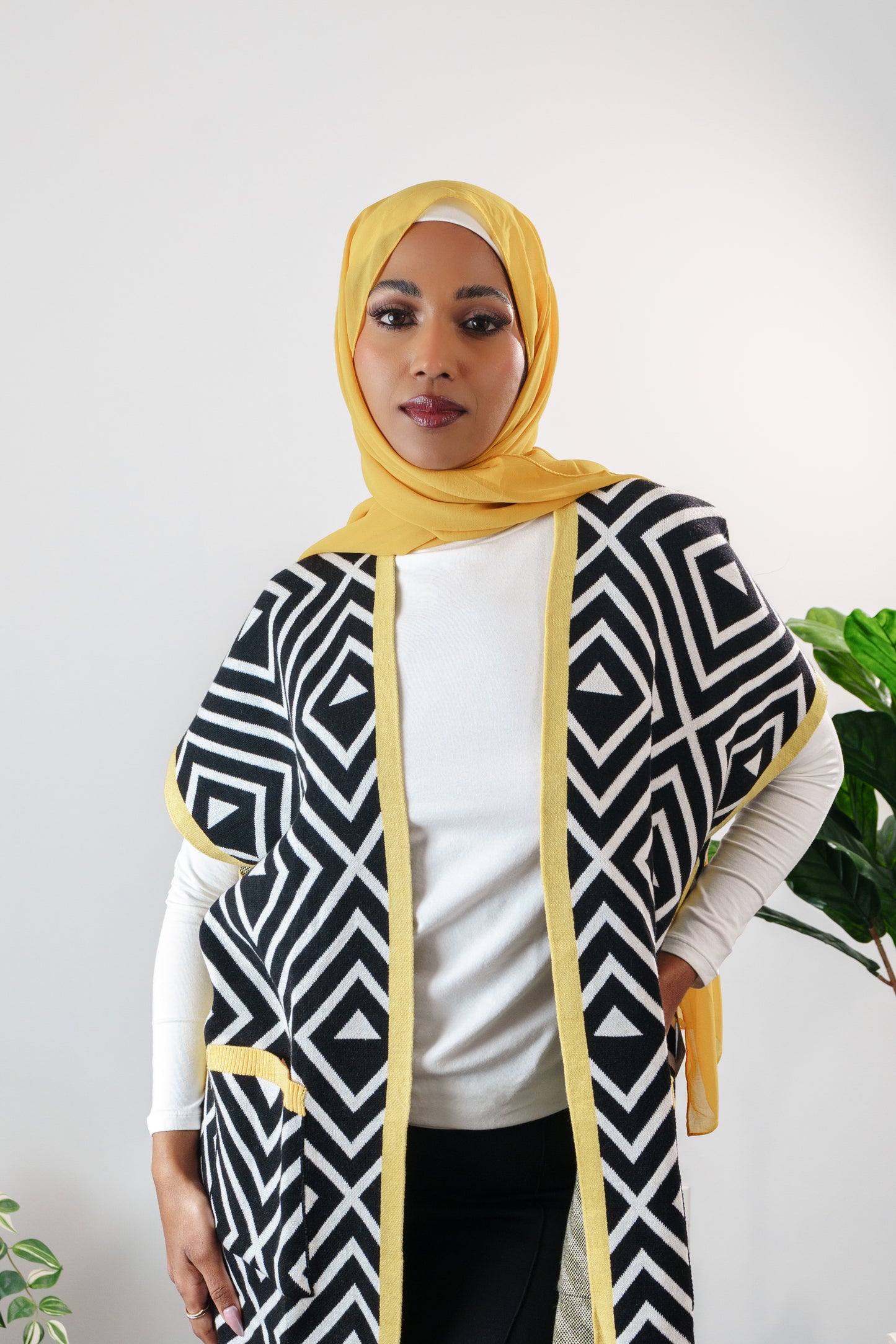 Printed long cardigan