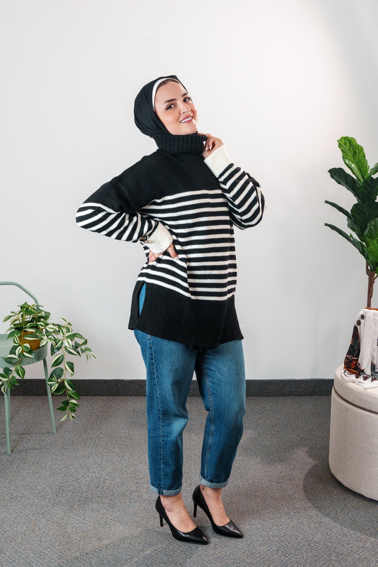 long striped sweater