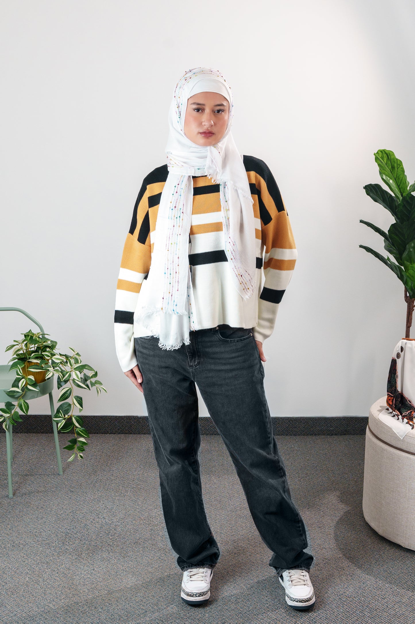 Pull en maille rayée