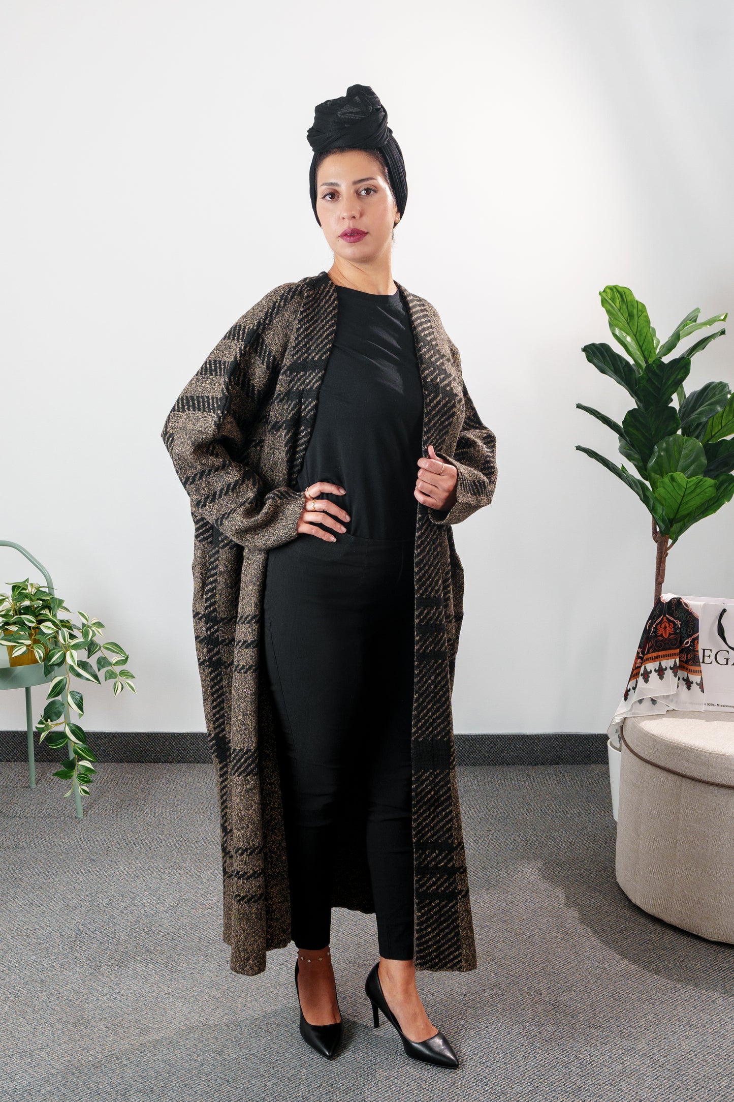Checkered Long Cardigan