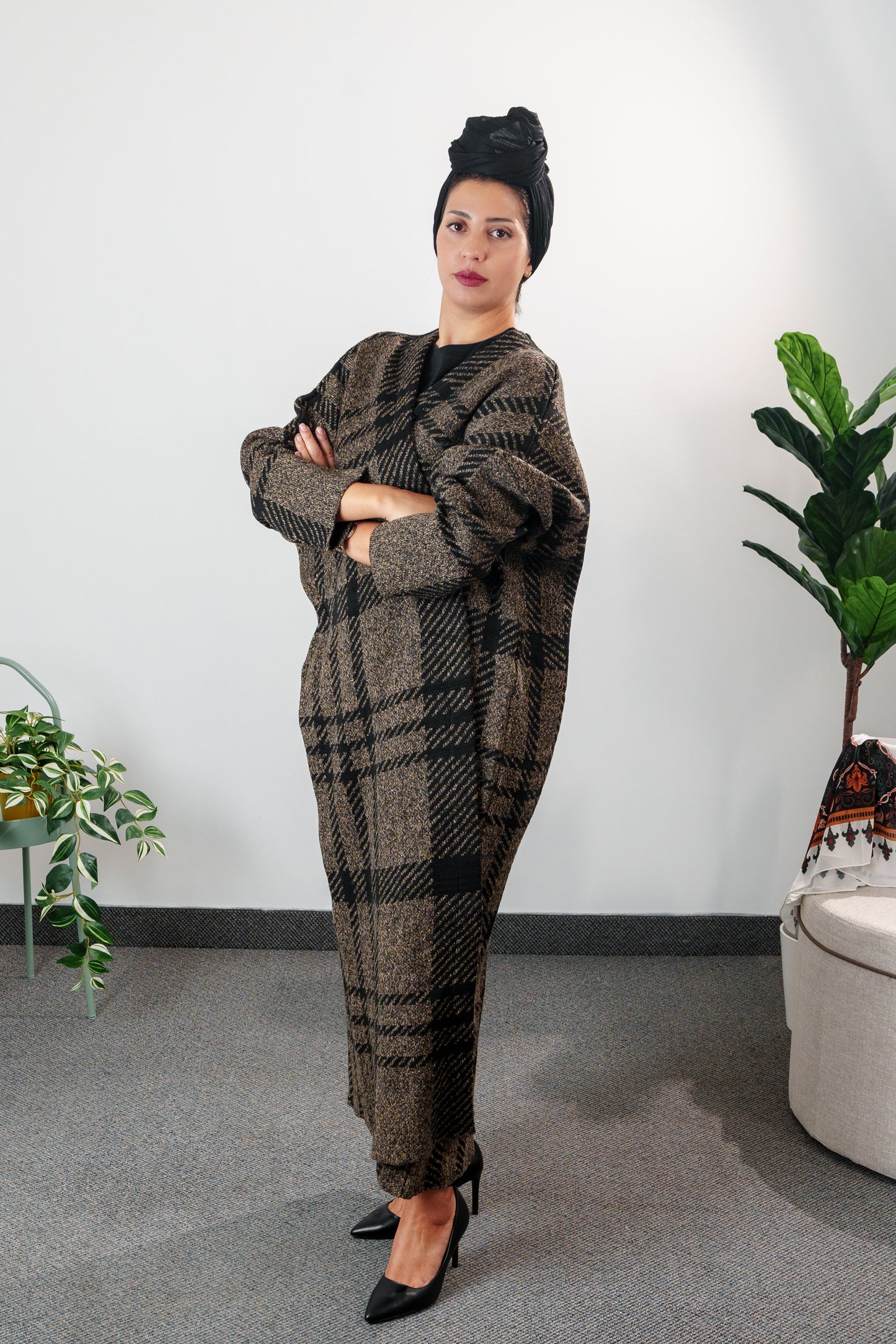 Checkered Long Cardigan