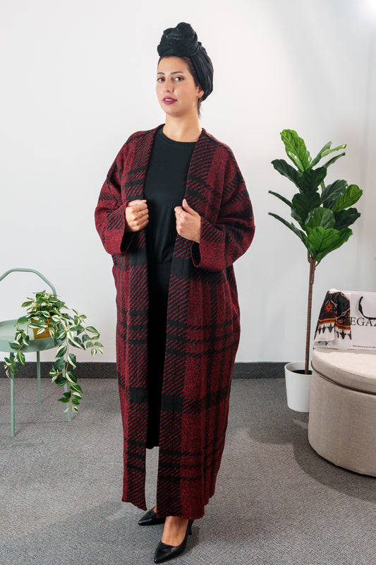 Checkered Long Cardigan