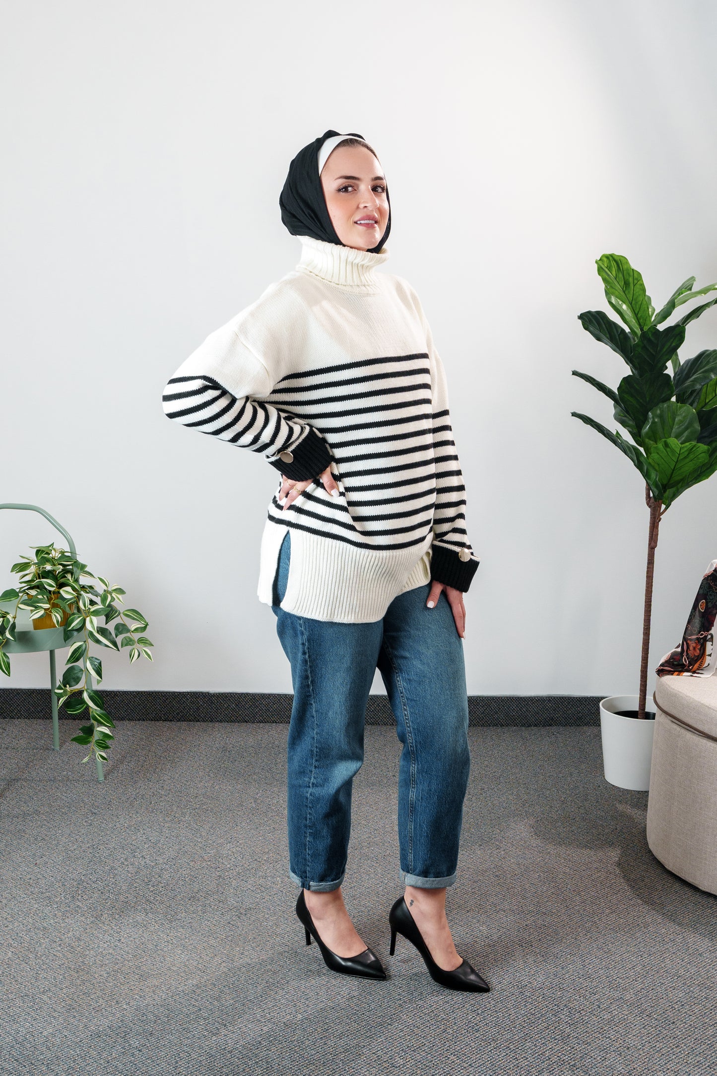 long striped sweater