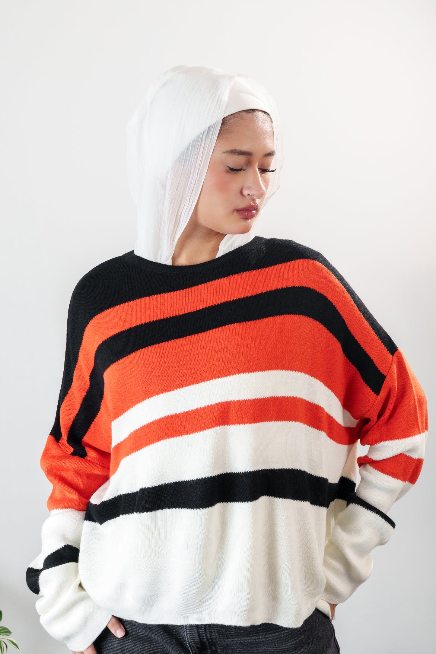 Pull en maille rayée