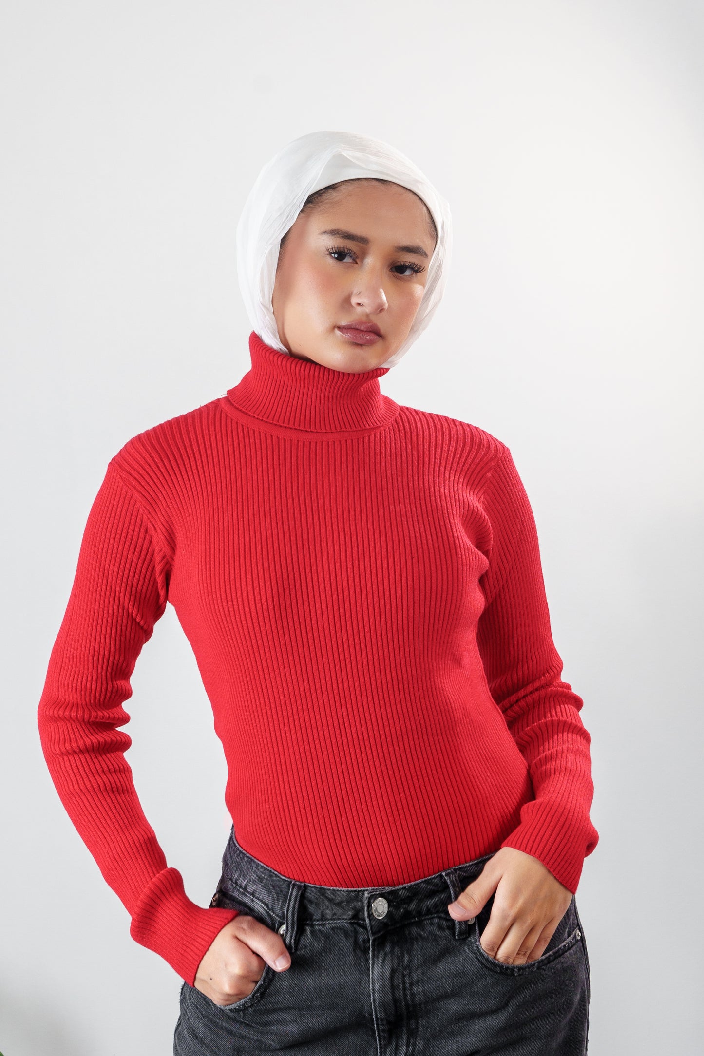 Pull uni à col roulé