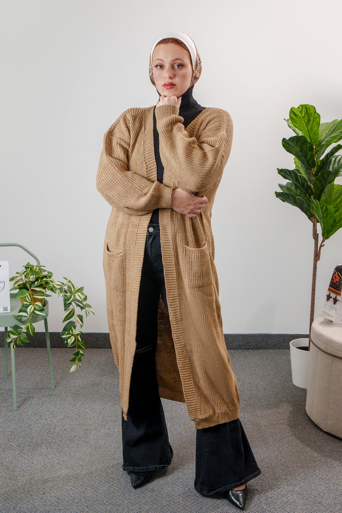 Long cardigan with pockets