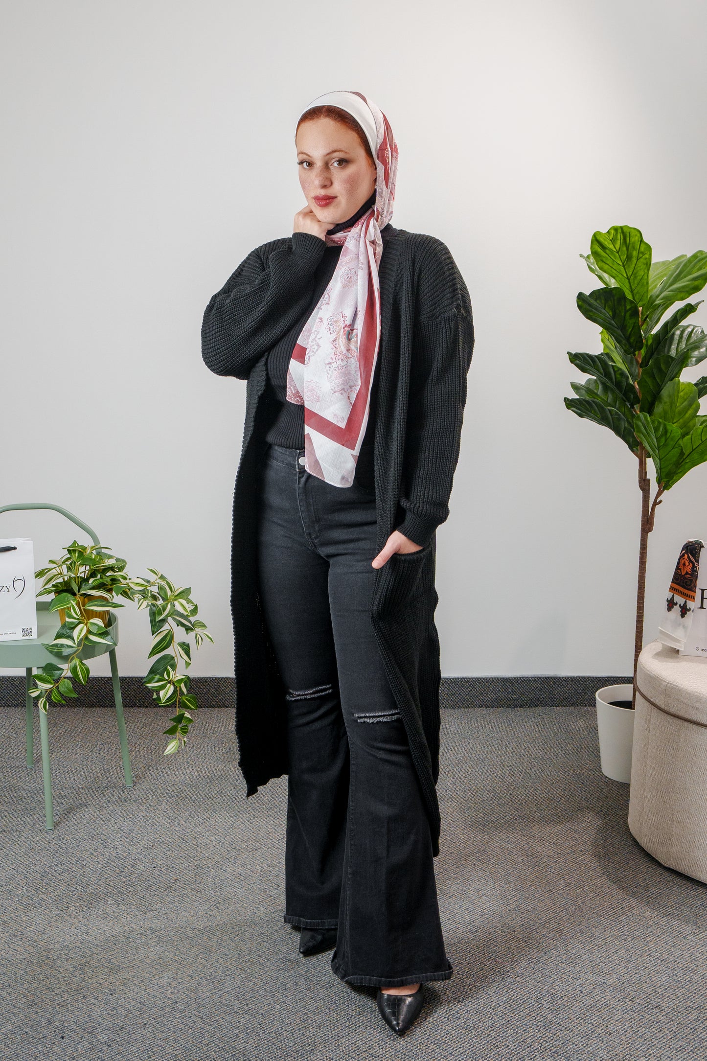 Long cardigan with pockets