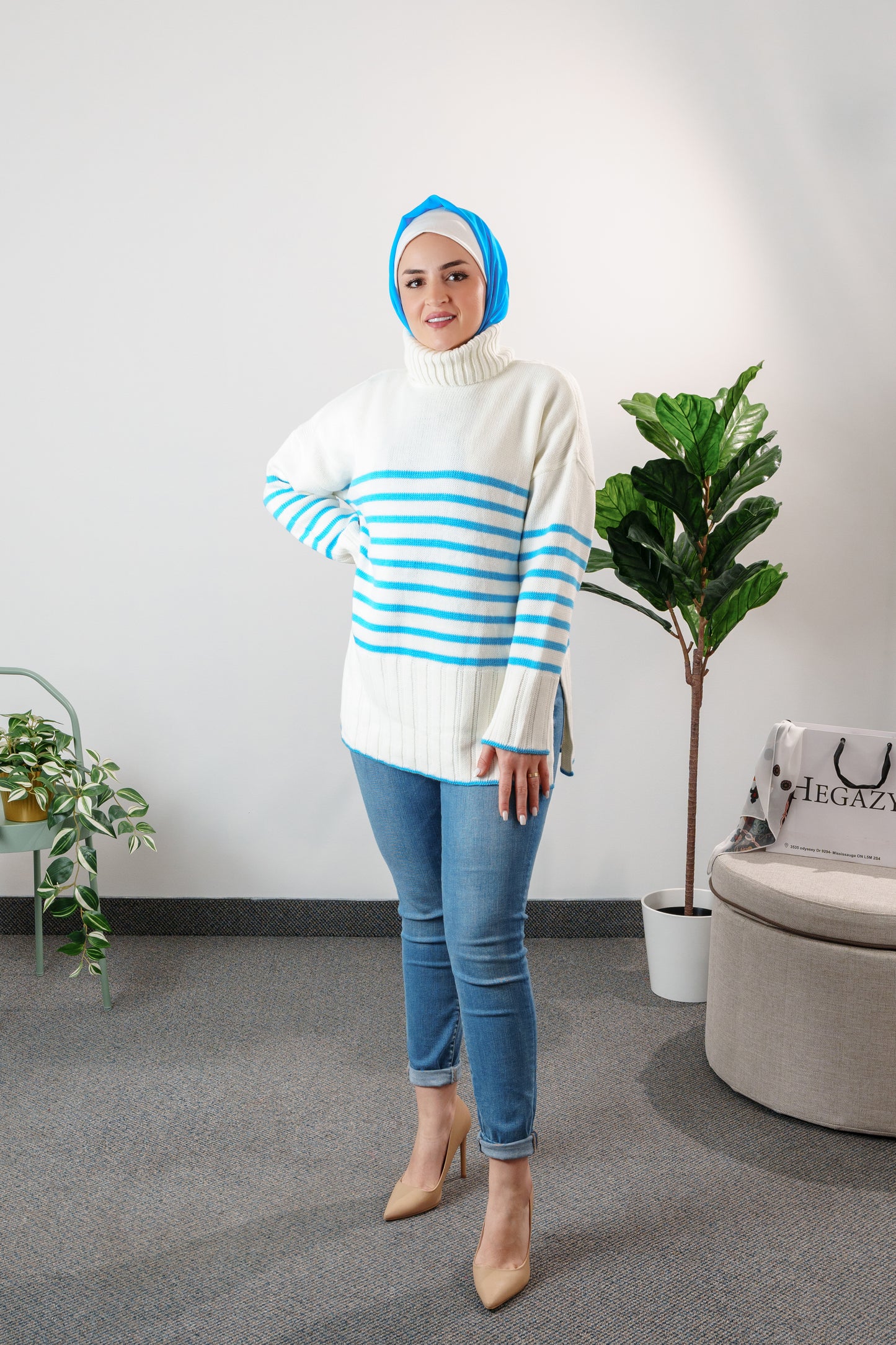 long striped sweater