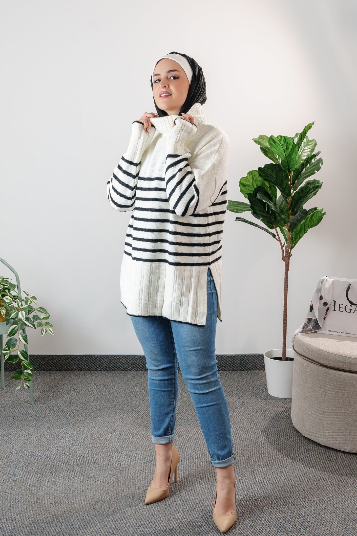 long striped sweater