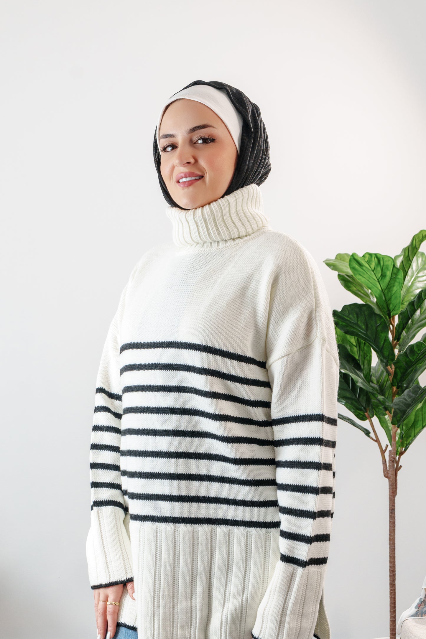 long striped sweater