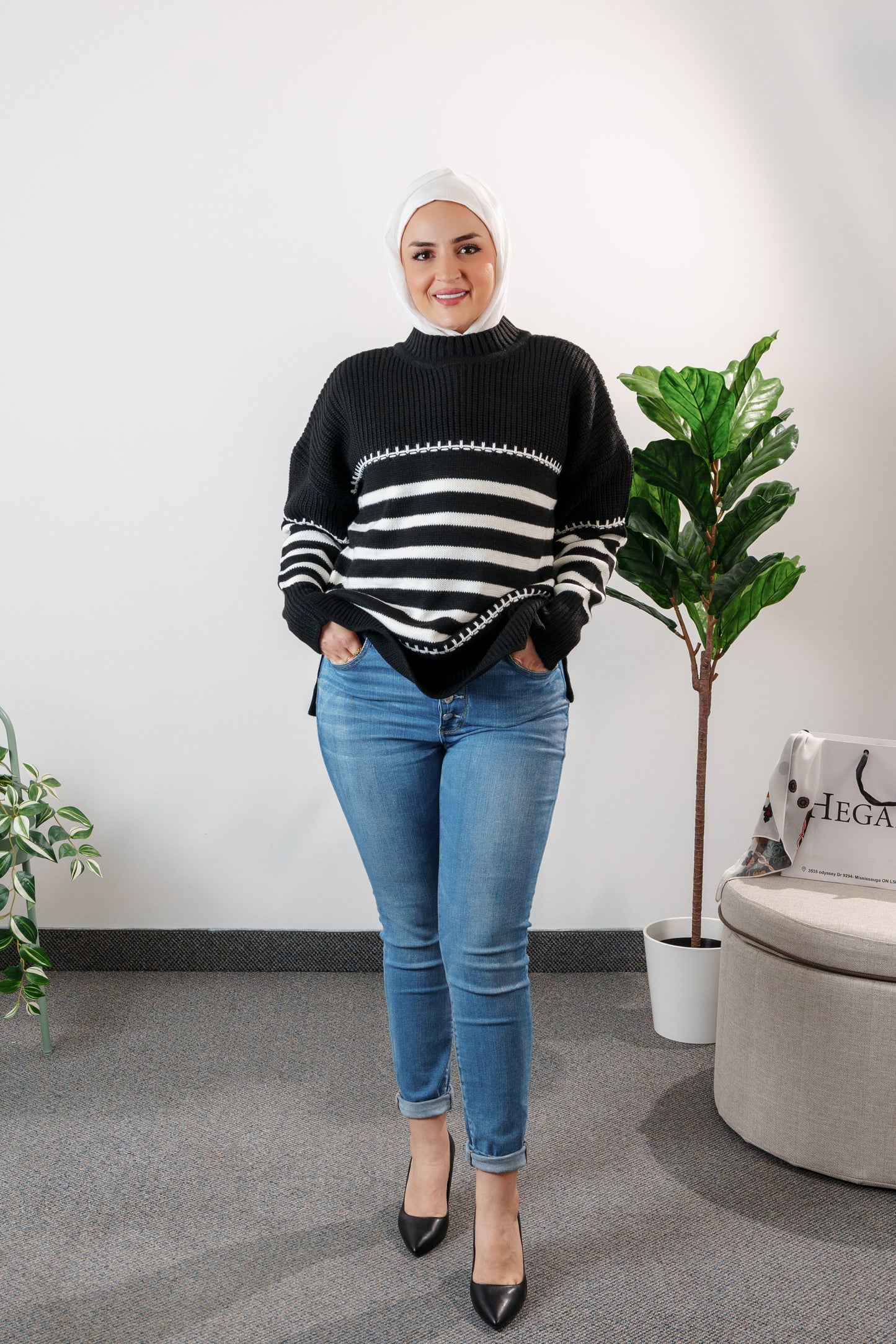 long striped sweater