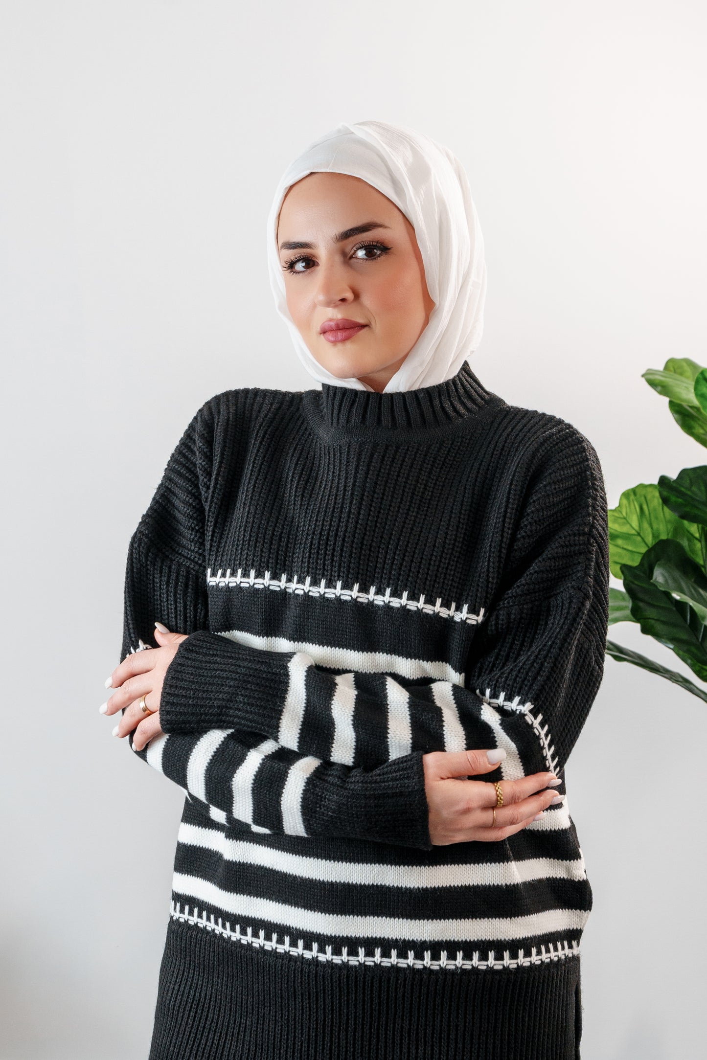 long striped sweater