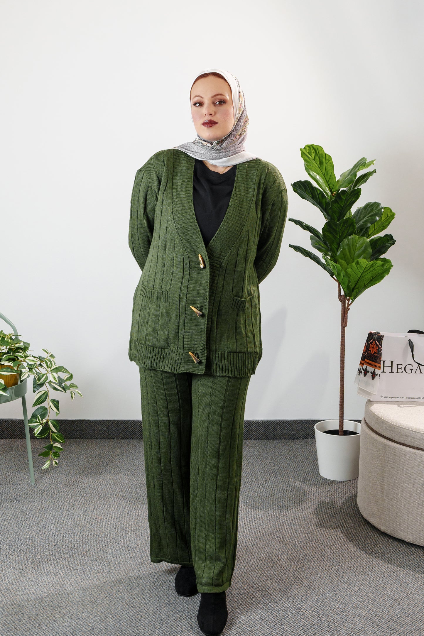 Knit Cardigan and Pant Set
