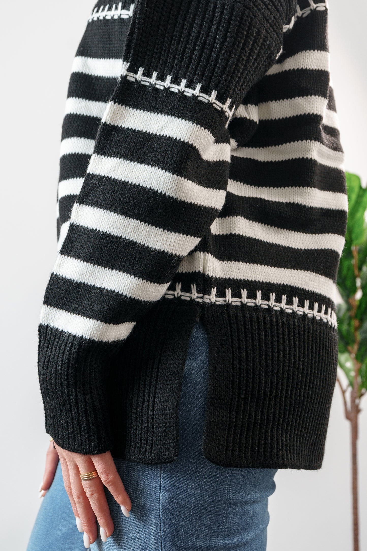 long striped sweater