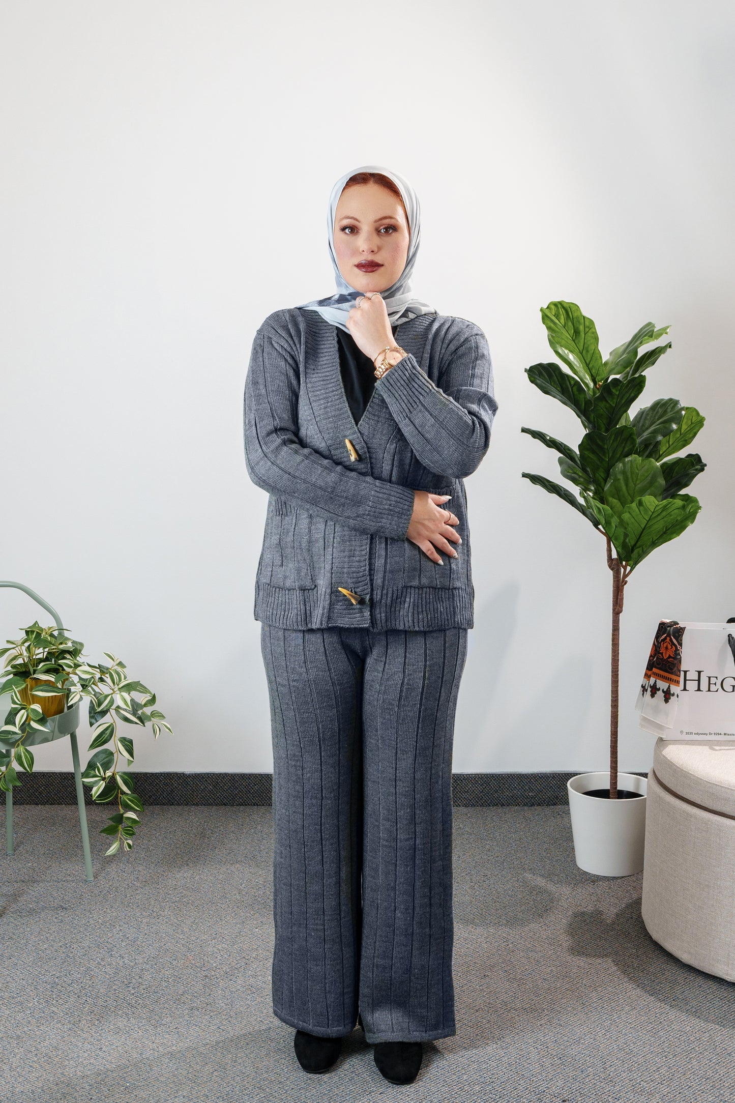 Knit Cardigan and Pant Set