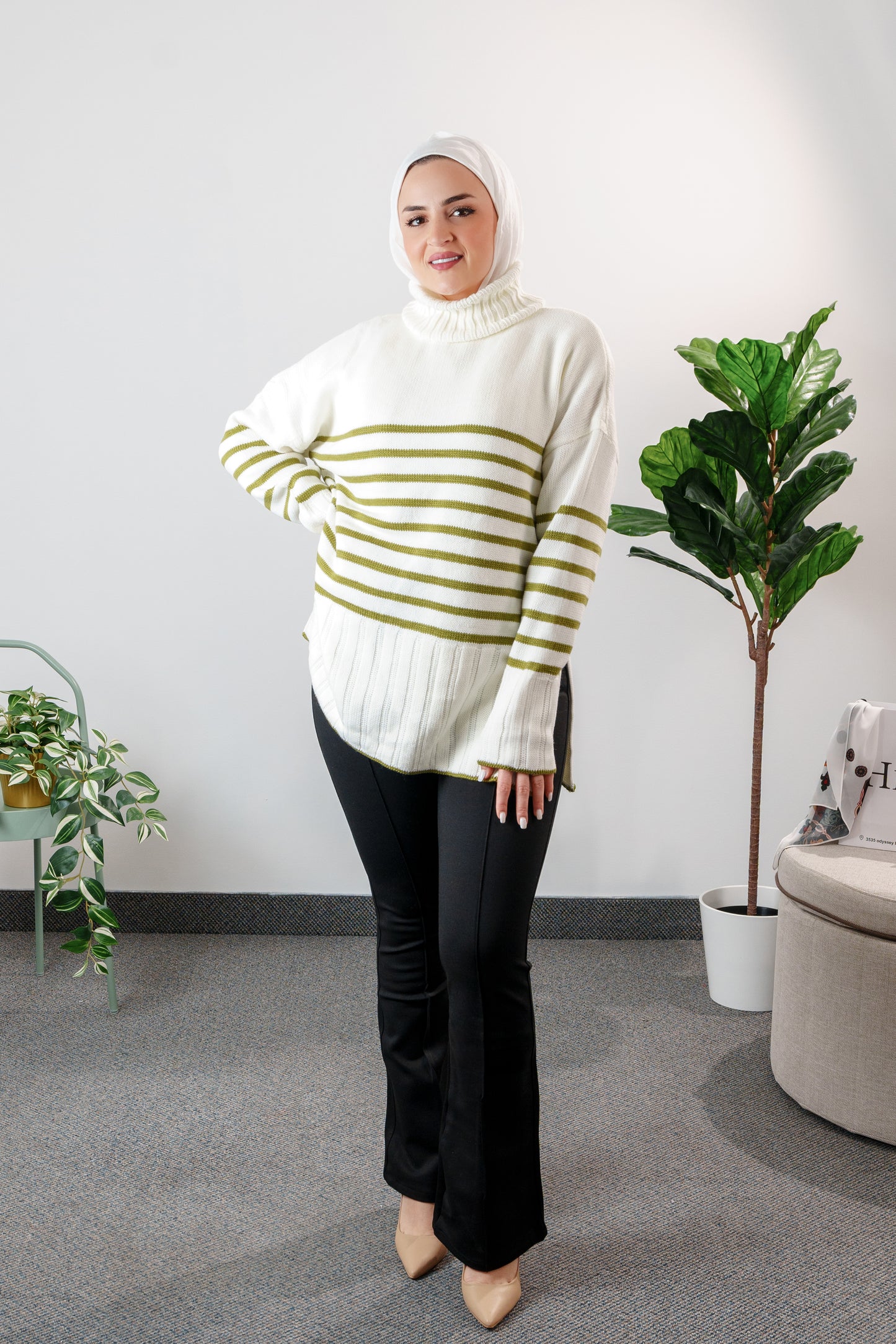 long striped sweater