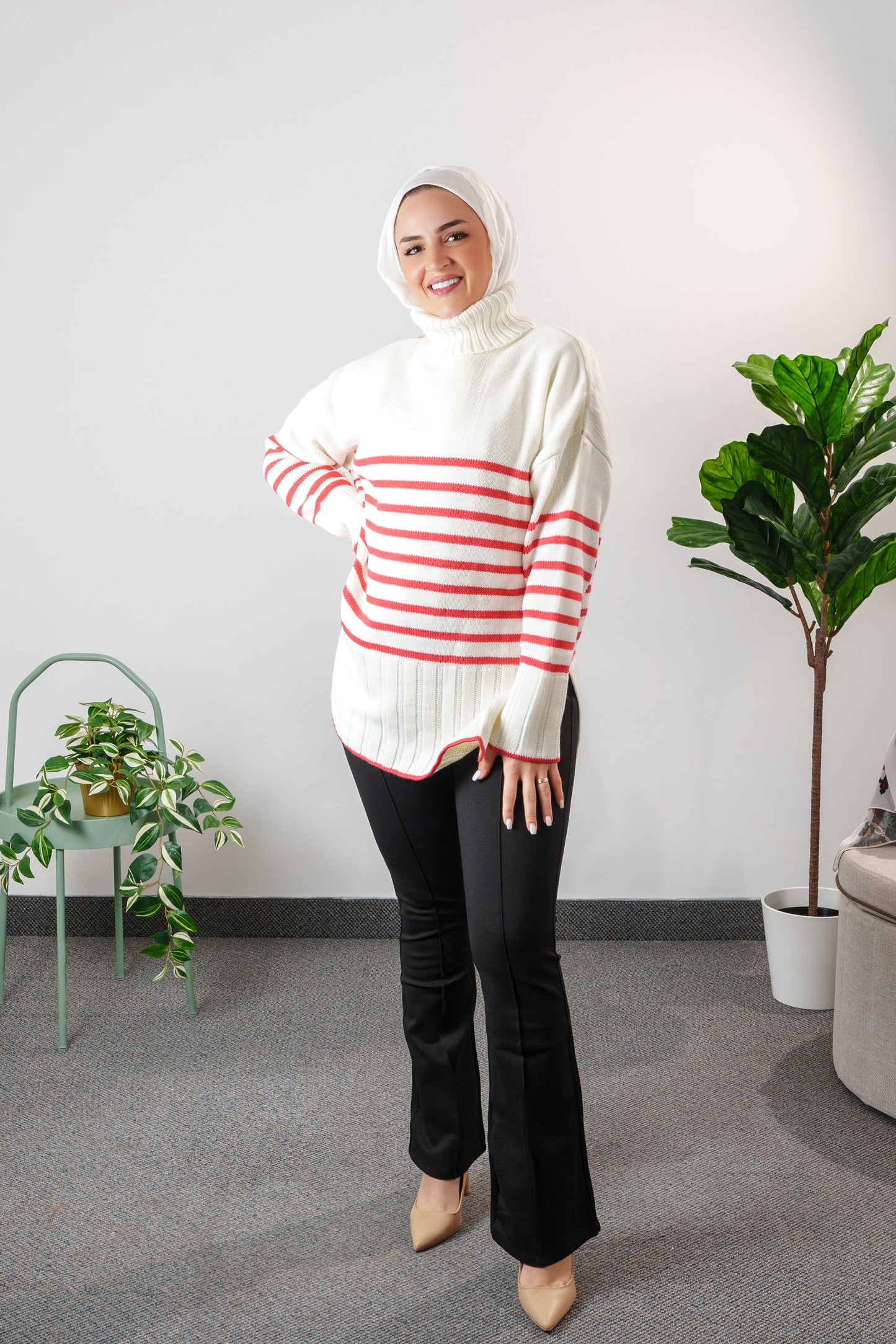 long striped sweater