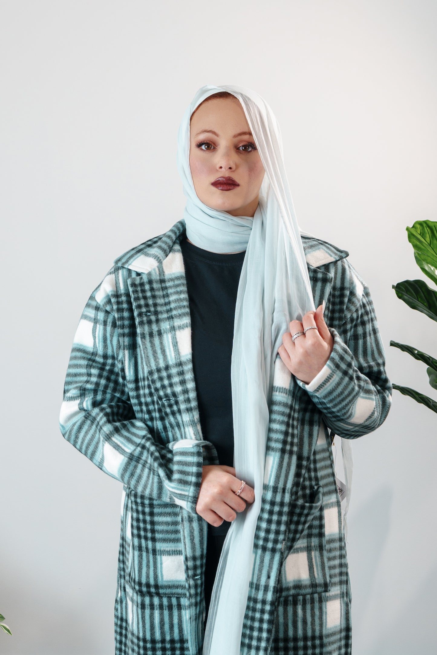 Women's Plaid Long Coat - Cozy Chic