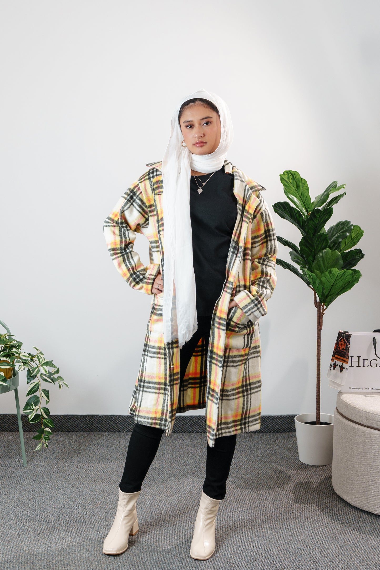 Women's Plaid Long Coat - Cozy Chic