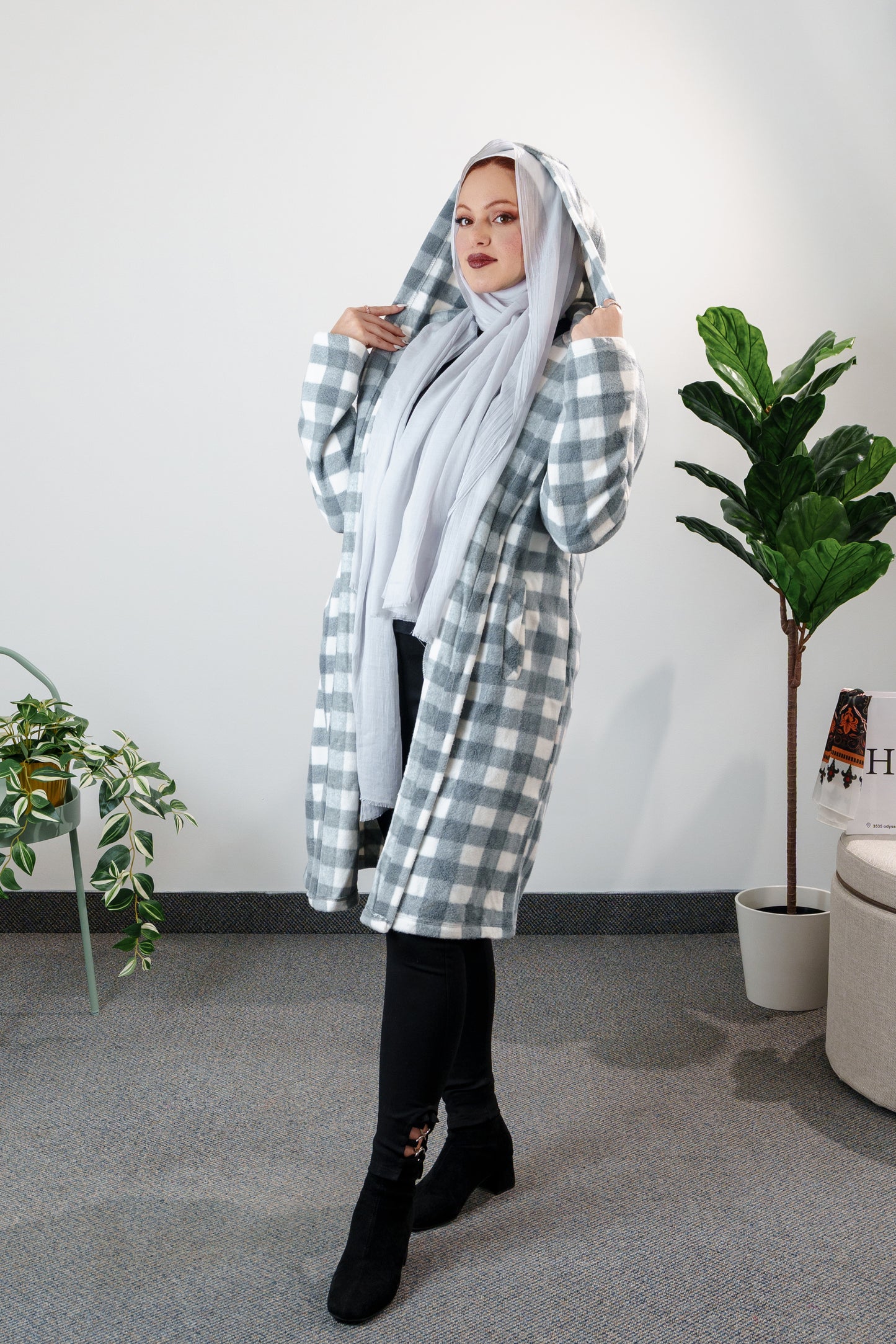 Women's Plaid Long Coat - Cozy Chic