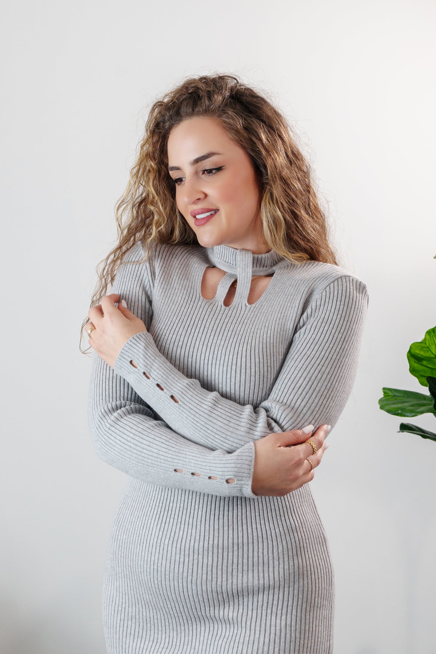 Women's Knit Bodycon Dress with Cutout Detail