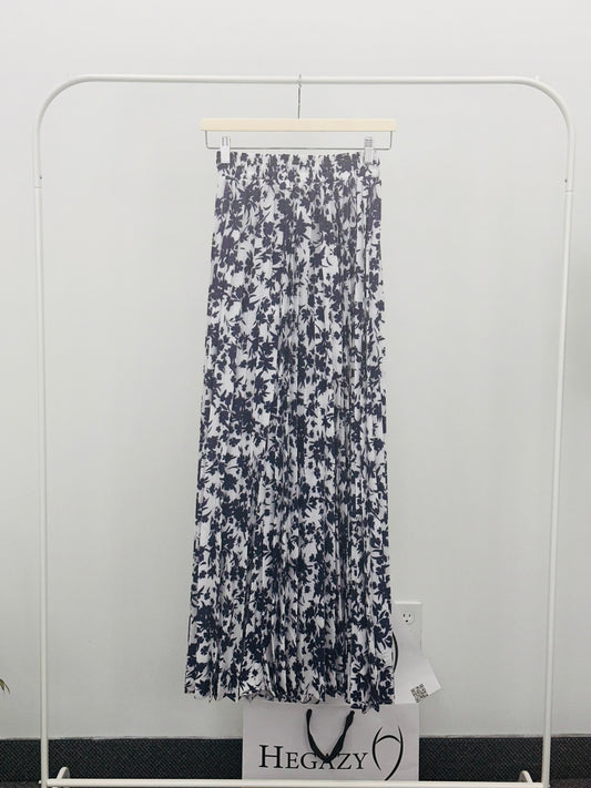 Floral Skirt White & Blue 3021