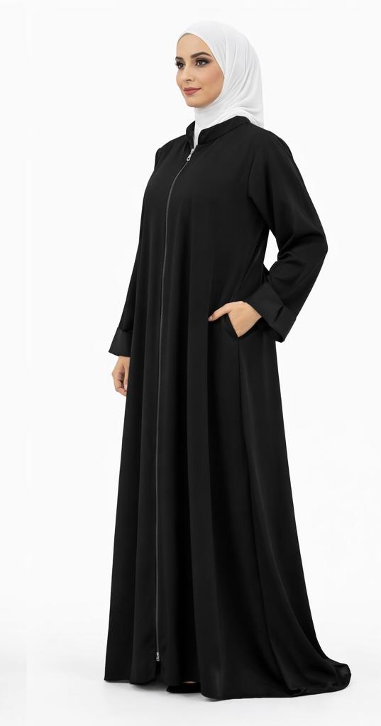 Classic Zip-front Black Abaya