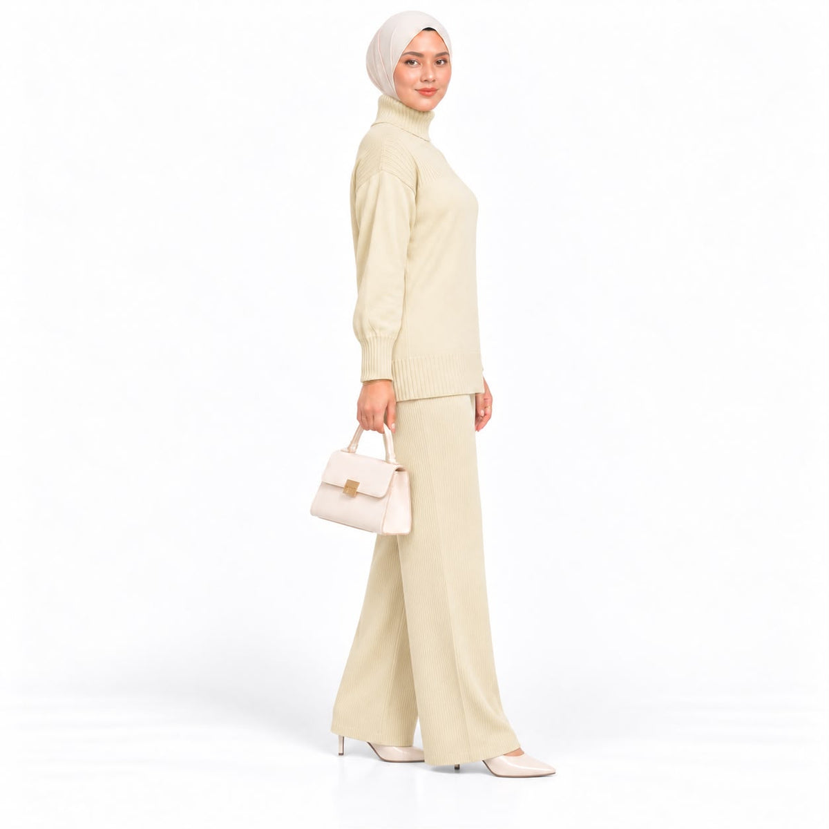 Ribbed Turtleneck Knit Two-Piece Collection