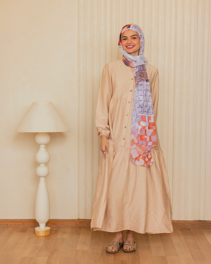 Linen Dress 117 Half Buttons