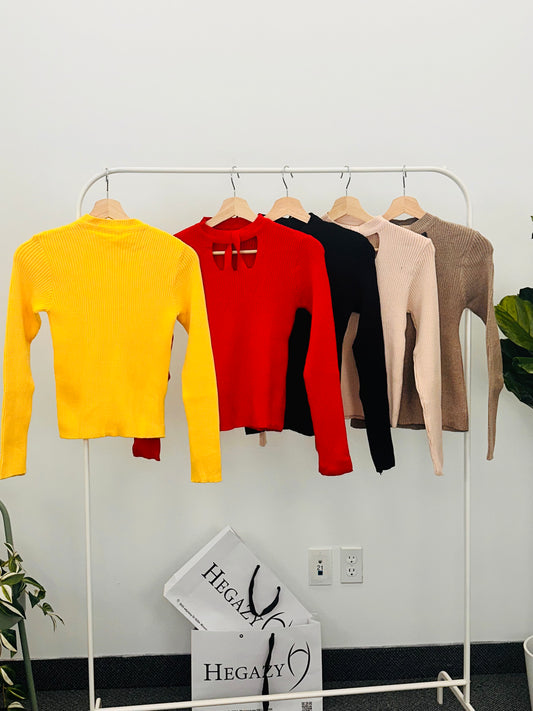 Pullover agena striped with open chest