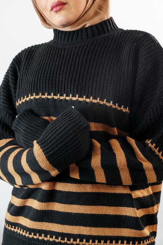 pull long à rayures