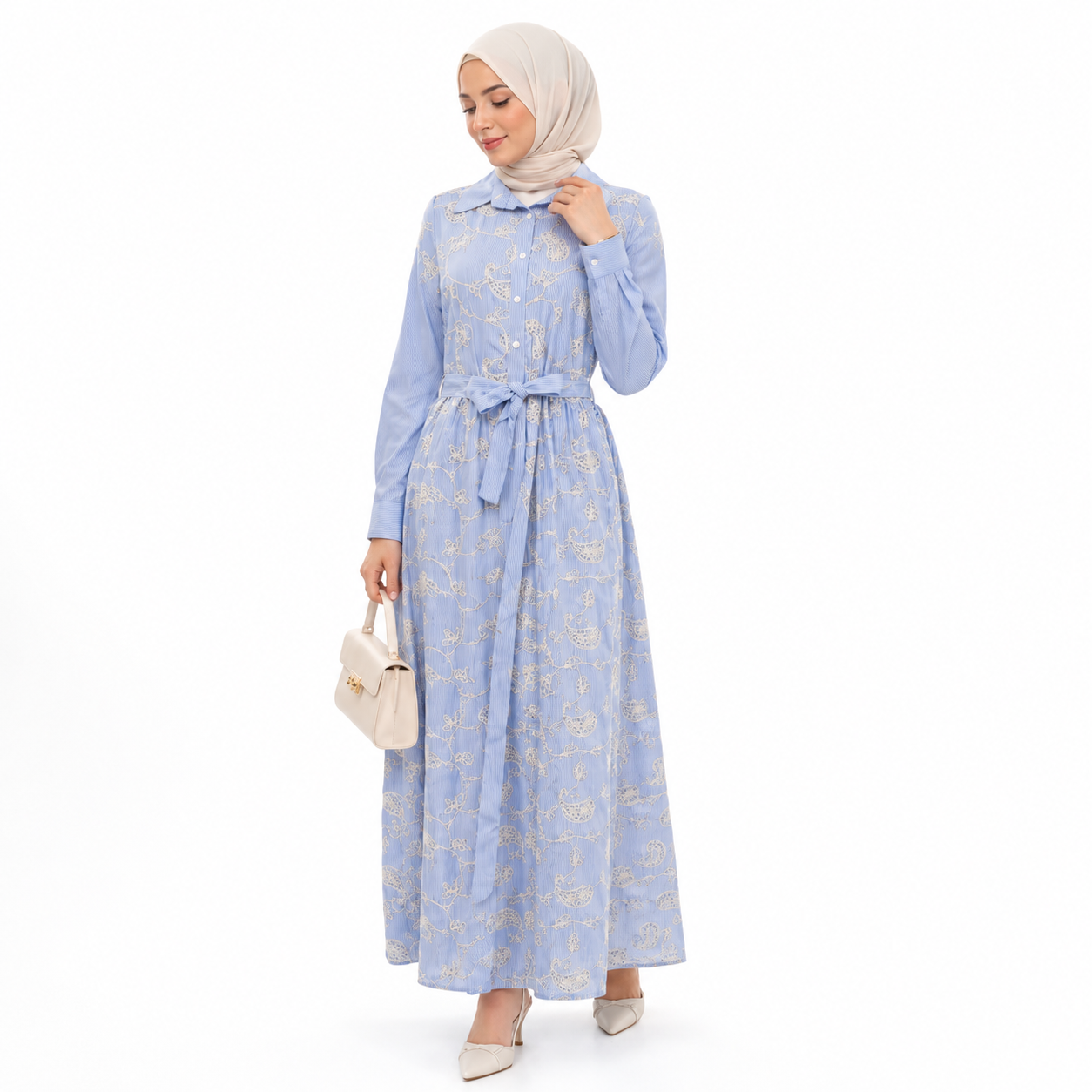 Sky Bloom Embroidered Maxi Dress