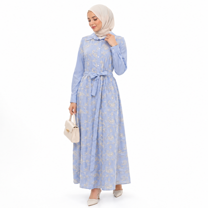 Sky Bloom Embroidered Maxi Dress