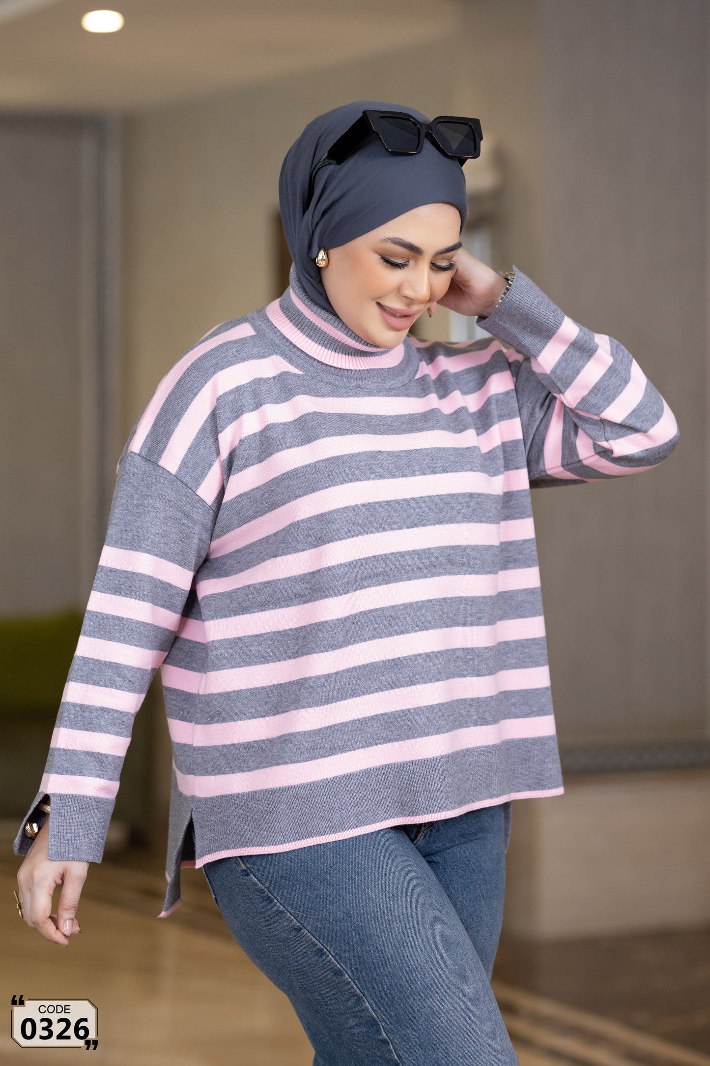 Striped turtleneck sweater