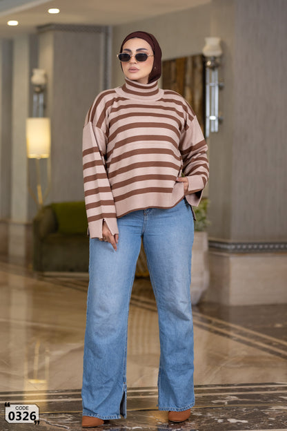 Striped turtleneck sweater