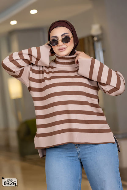 Striped turtleneck sweater