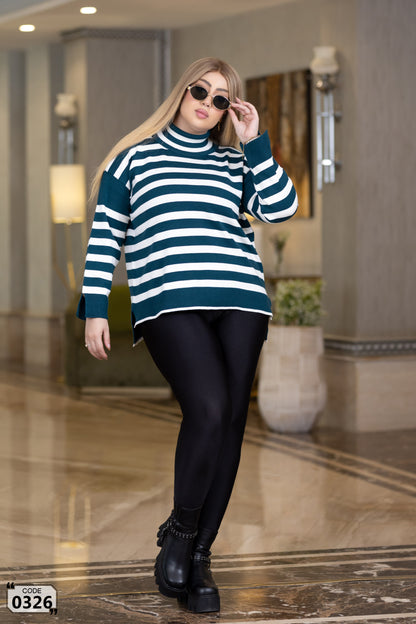 Striped turtleneck sweater